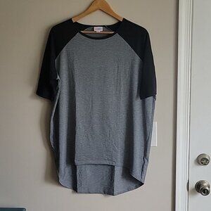 EUC LuLaRoe Black & Gray Baseball Tee Irma Tunic